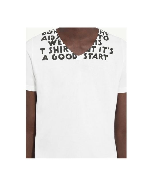 MM6 by Maison Margiela V-Neck Sida Jersey in White for Men | Lyst