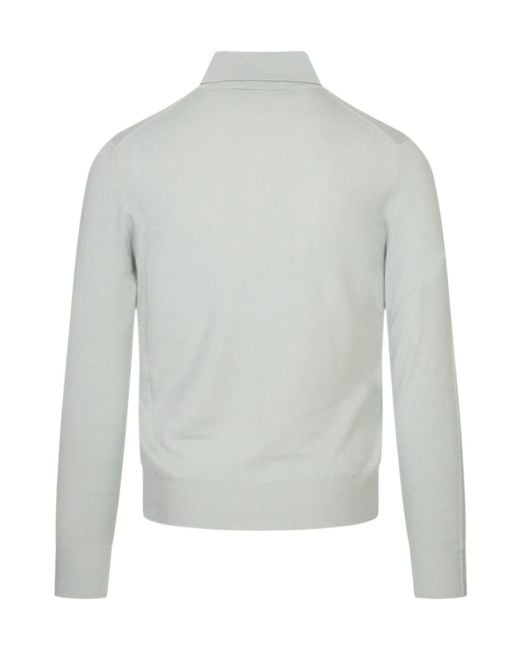 Canali Gray Long-Sleeve Polo-Collar Sweater for men