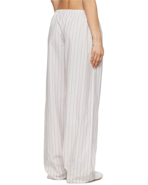 パンツ THE ROW HYPNOSTA TROUSERS IN WHITE WITH STRIPES THE ROW Hypnosta striped cotton-poplin wide-leg pants | NET