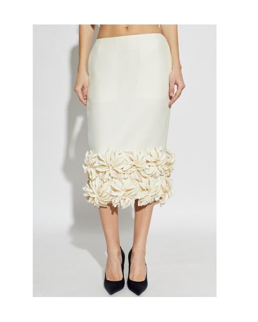 Balenciaga White 3D Floral Hem Pencil Skirt