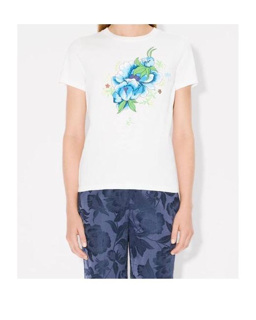 KENZO White Peonies Printed T-Shirt