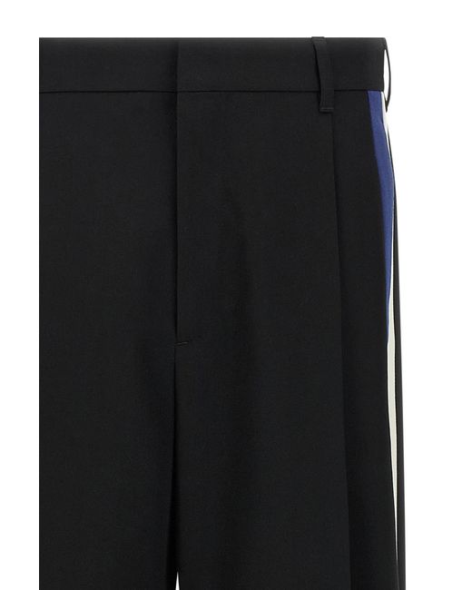 Marni Black Bicolour Side Bands Trousers for men