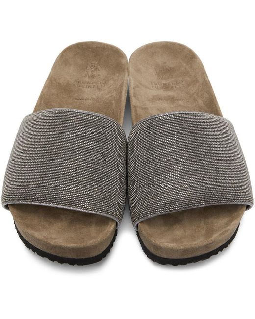 Brunello Cucinelli Gray Precious Monili Sandals