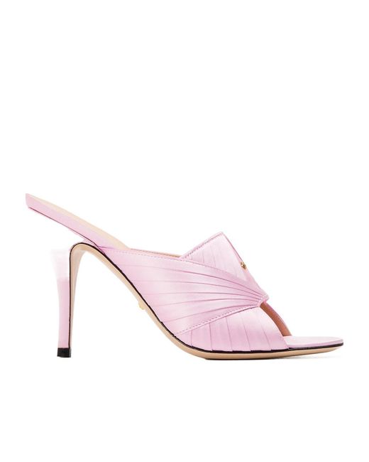 Gucci Pink Solid Heeled Sandals