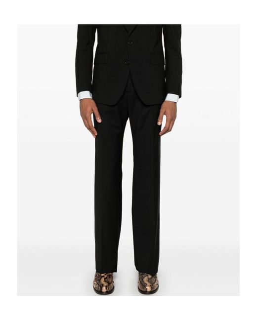 Tagliatore Black Straight Leg Tailored Pants for men