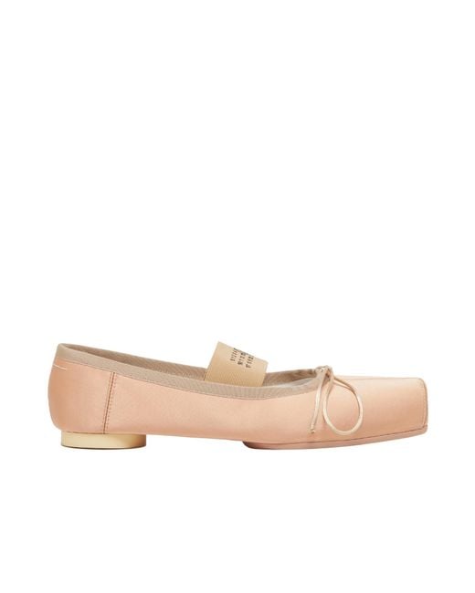 MM6 by Maison Margiela Natural Anatomic Numbers-Motif Square-Toe Ballerina Shoes