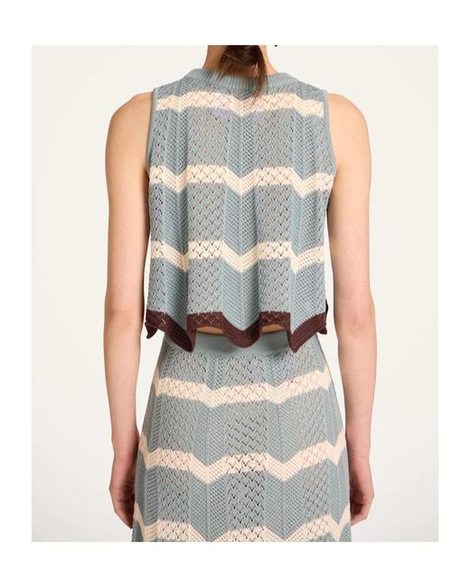 LaDoubleJ Blue Chevron Open-Knit Top