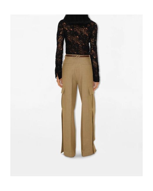 Burberry Natural Wide-Leg Pleated-Detailed Trousers