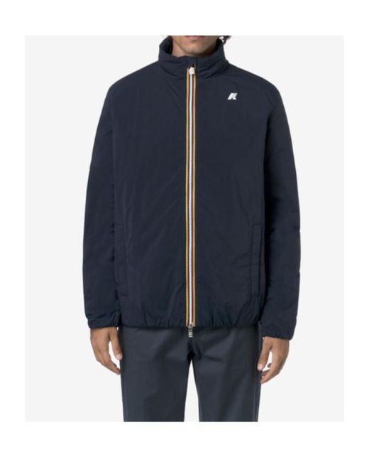 K-Way Blue Logo-Patch Zip-Up Jacket for men