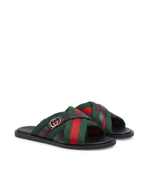Gucci Green Interlocking G Web Sandals for men