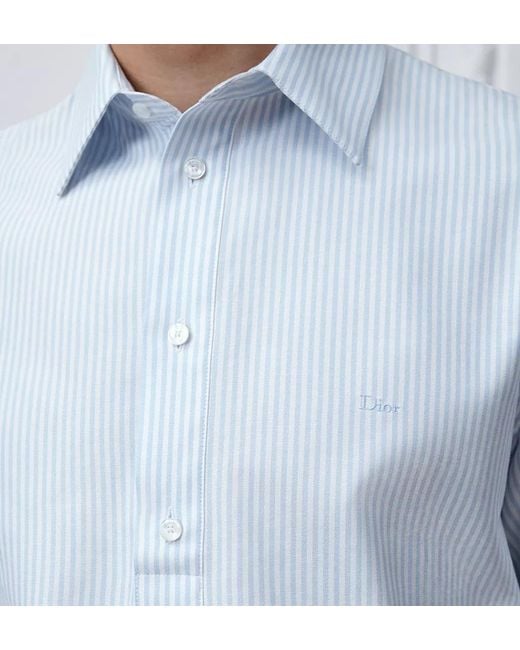 Dior Blue Striped Collared Short-Sleeve Shirt for men