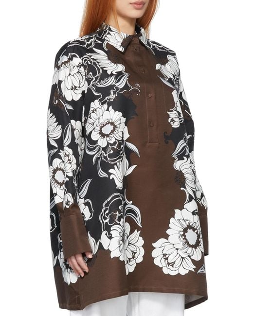 Valentino Multicolor Floral-Print Shirt Dress