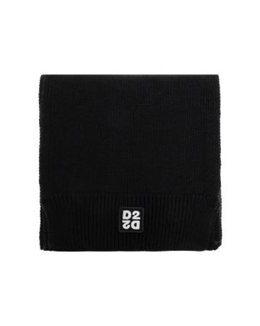 DSquared² Black Set: Hat And Scarf for men