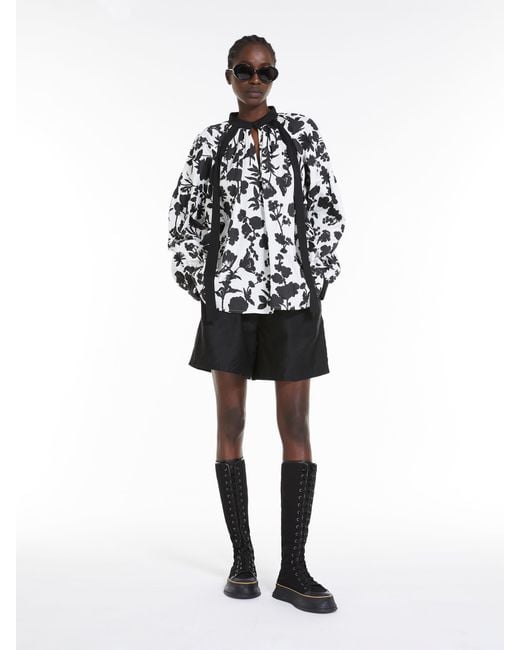 Max Mara Black Floral Printed Long-Sleeved Top