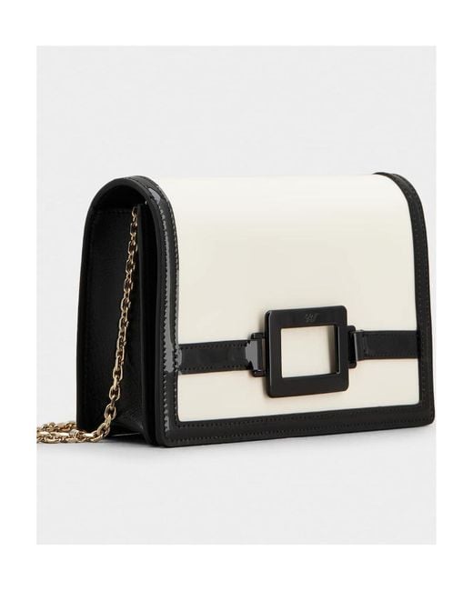 Roger Vivier Natural Belle Vivier Voyage Lacquered Buckle Clutch Bag