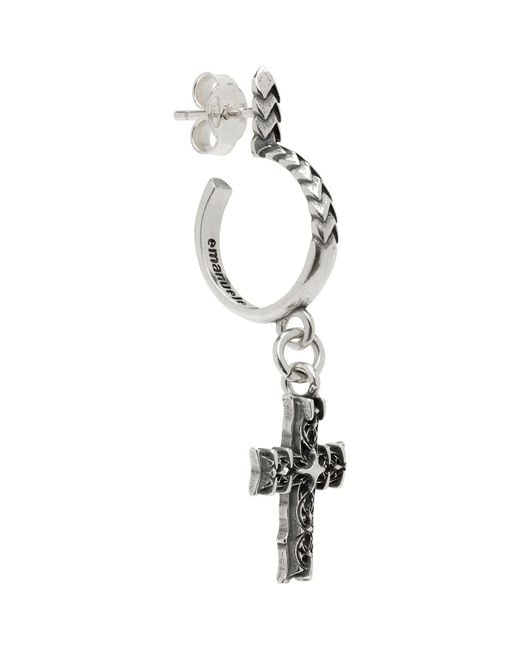 Emanuele Bicocchi Metallic Reissue Notre-Dame Cross Single Earring for men