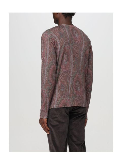 Etro Brown Paisley-Jacquard Sweater for men