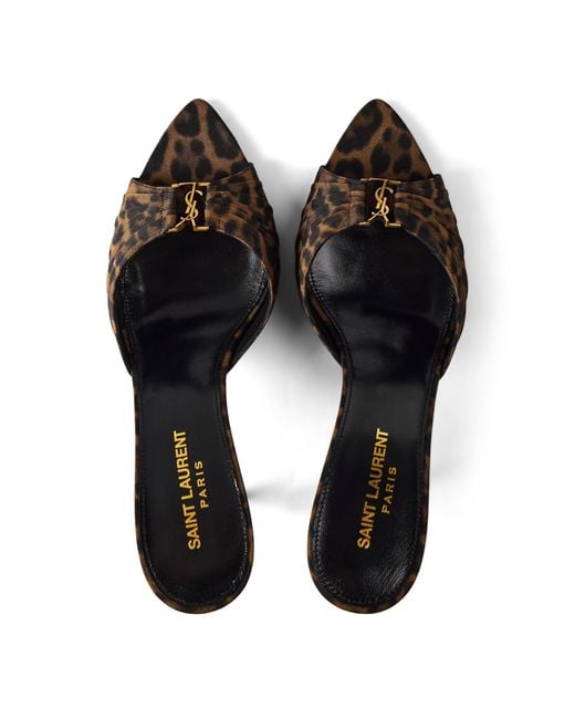 Saint Laurent Brown Leopardprint Squaretoe Mule Sandal
