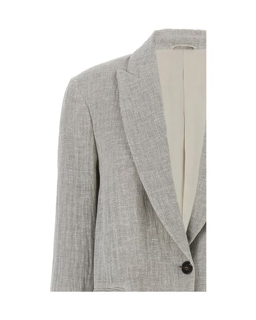 Brunello Cucinelli Gray Single-Breasted Blazer