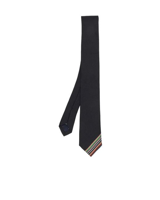 Paul Smith Black Stripe-Detail Silk Tie for men