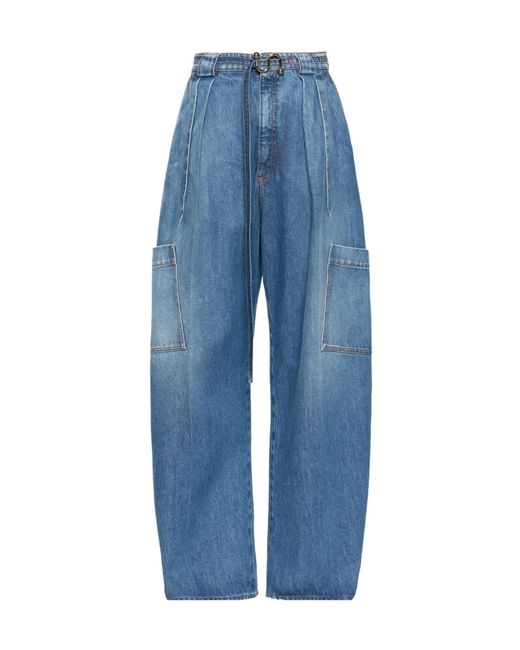 Sportmax Blue Spdlastra Oversized Denim Cargo Jeans