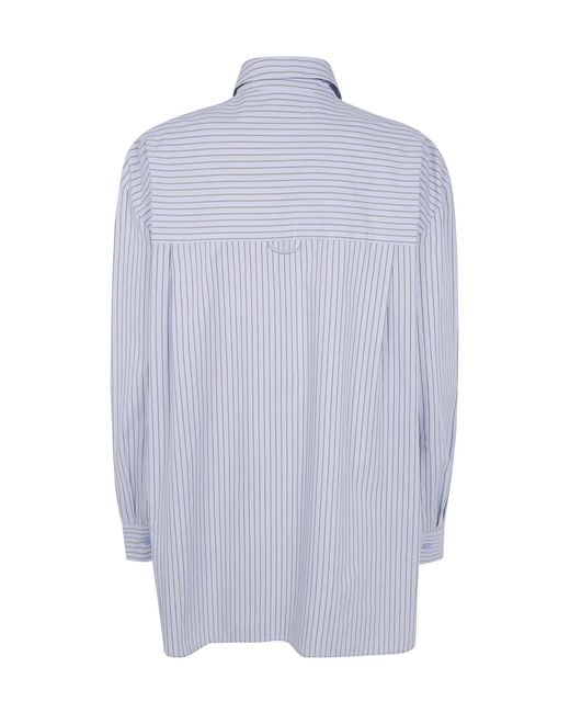 Frankie Shop Blue Striped Padded-Shoulder Shirt