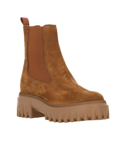 Hogan Brown Round Toe Slip-On Boots