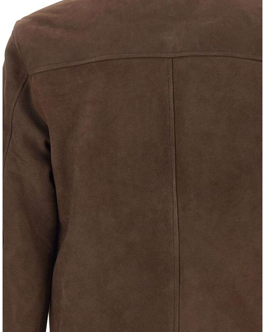 Barba Napoli Brown Long-Sleeve Collared Jacket for men
