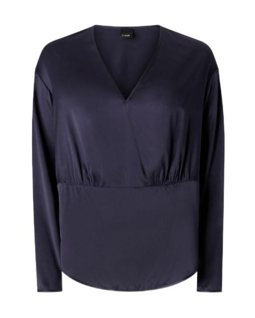 Pinko Blue V-Neck Satin Blouse