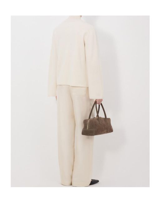 Loulou de Saison White Gabi Zip-Up Knitted Sweater