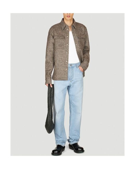 Bottega Veneta Green Long-Sleeve Wool Shirt for men