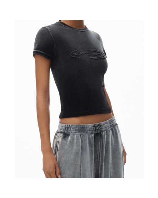 T By Alexander Wang Black Baby T-Shirt Washed Nickel