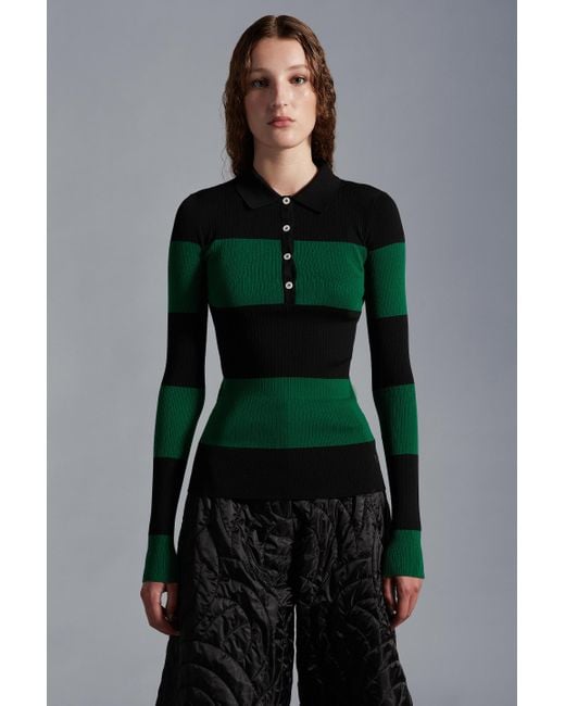 Moncler Green Wool Polo Shirt