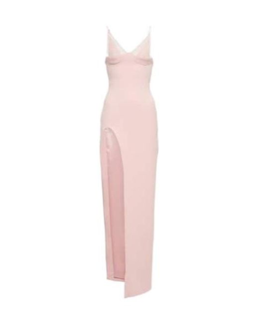 David Koma Pink Side-Slit Maxi Dress