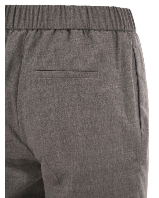 Peserico Gray Trousers With Elasticated Waistband