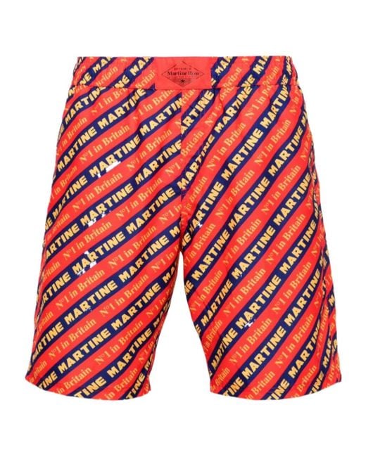 Martine Rose Red Beach Shorts for men