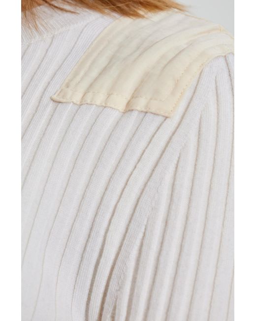 Helmut Lang White Knitted Crewneck Top