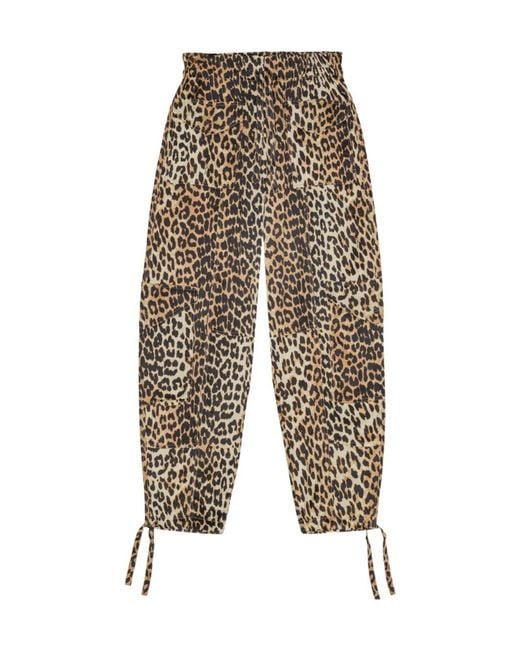 Ganni White Leopard Printed Drawstring Trousers