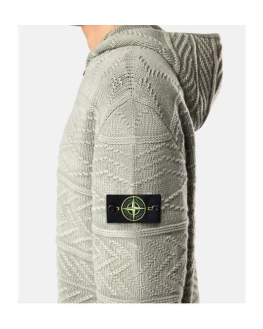 Stone Island Gray Oversized-Fit Zip-Up Hooded Jumper for men