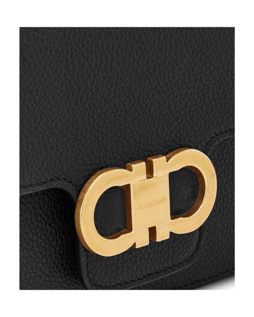 Ferragamo Black Ferragamo Gancini Double Buckle Crossbody Bag