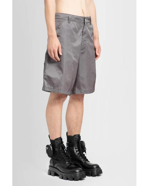 Prada Gray Button Zipper Shorts for men