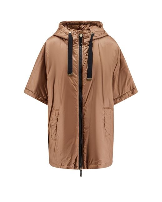 Max Mara Brown The Cube Greenci Zip-Up Padded Cape