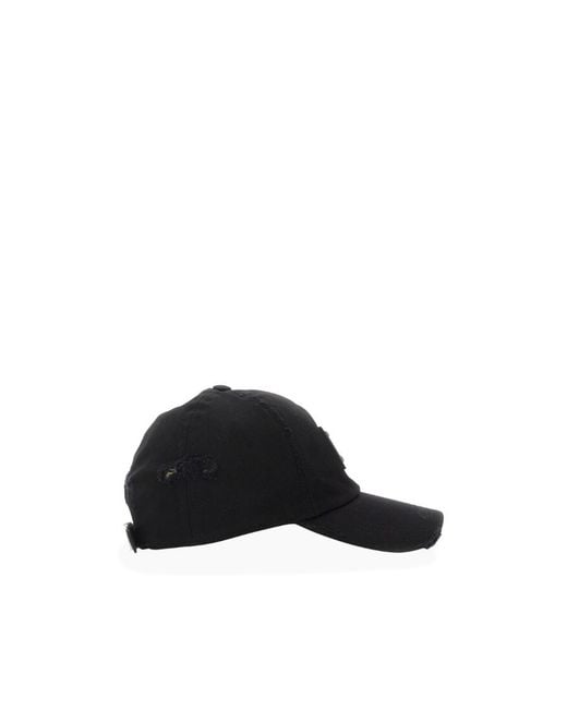 Dolce & Gabbana Black Logo-Plaque Distressed Baseball Cap for men