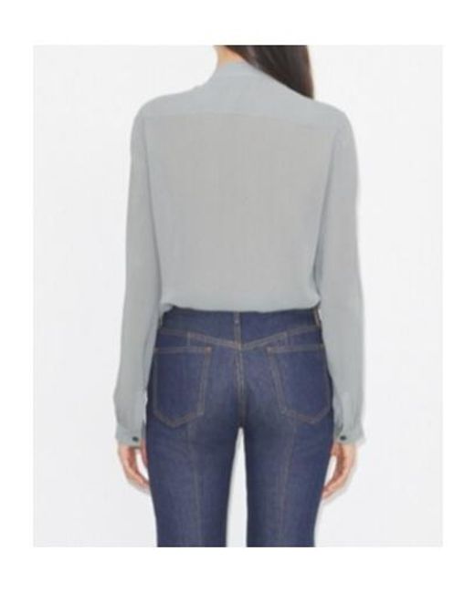 Tory Burch Gray Georgette Bow Blouse