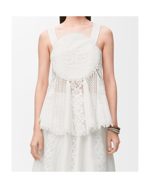 Loewe White Lace-Panel Blouse