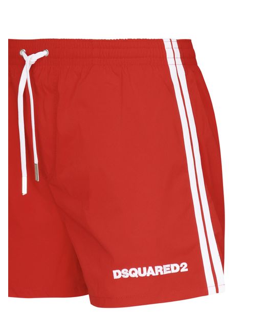 DSquared² Red Drawstring Swimming Trunks for men