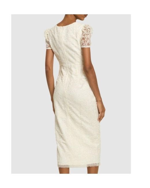 Self-Portrait White Button Lace Short-Sleeved Mid-Length Dress