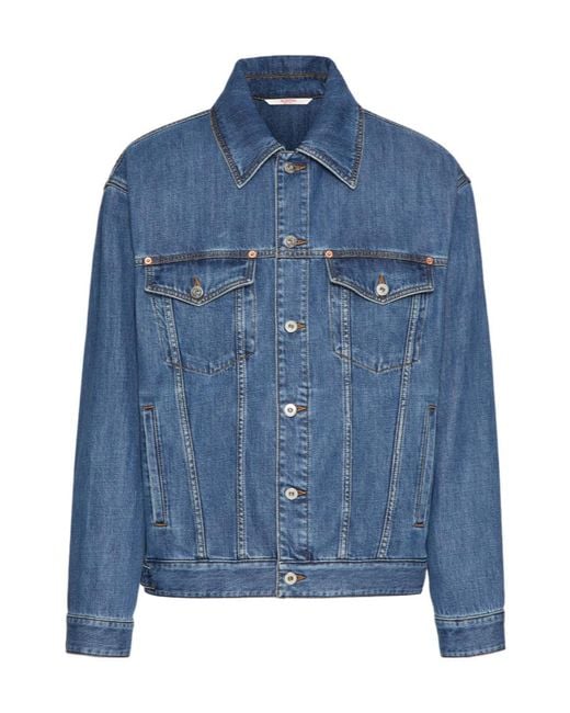 Valentino Blue Buttoned Twill Denim Jacket for men