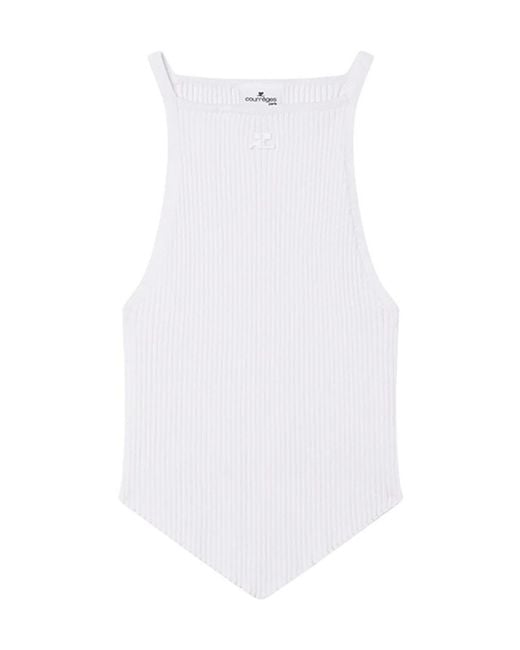 Courreges White Pointy Ribbed Tank Top
