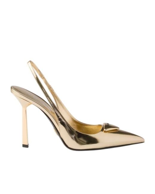 Prada Metallic Leather Slingback Pumps